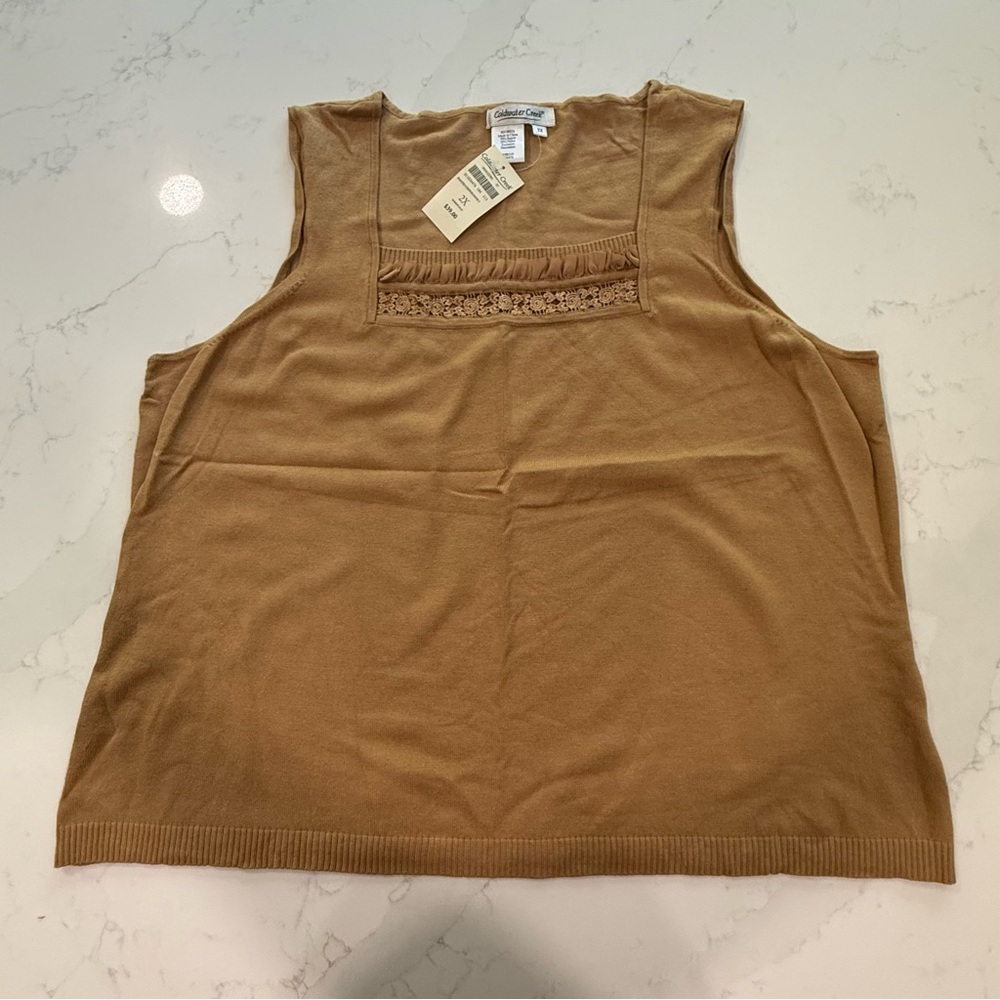 Coldwater Creek Tan Boxy Muscle Tee - Size 2X